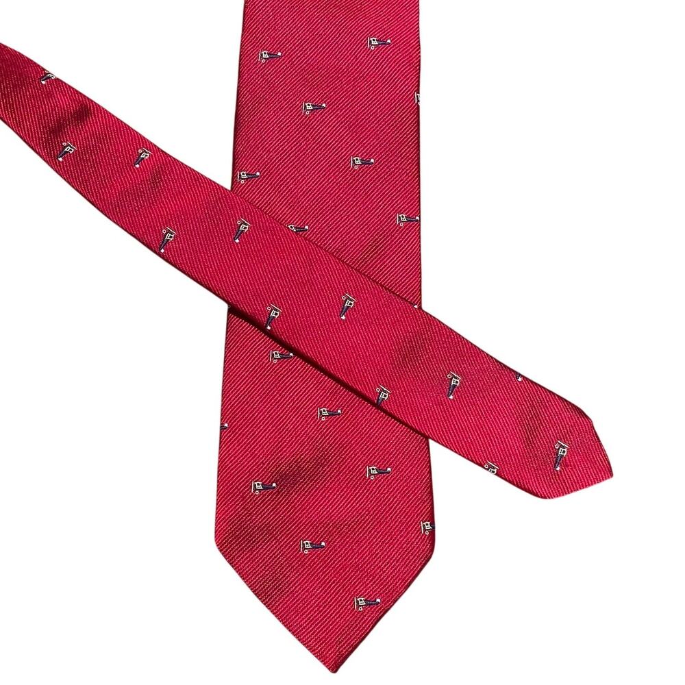 Vintage Bill Blass Lord & Taylor Red Silk Tie, Airplane Print, Career, 56" Long